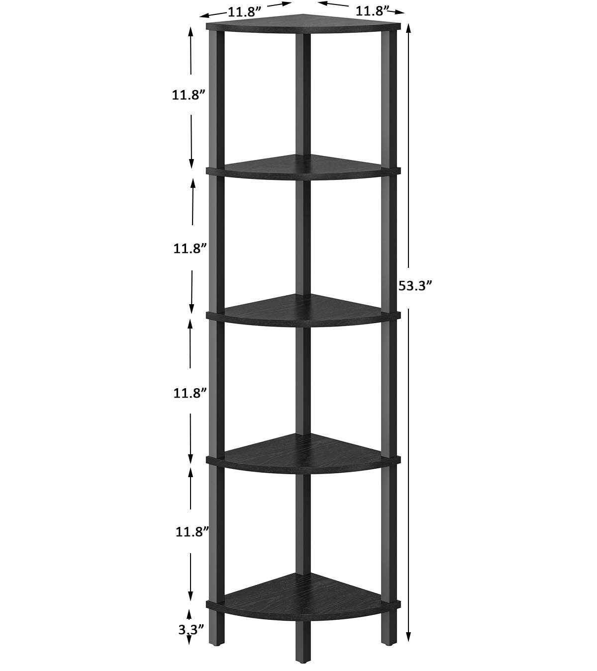 Vimber 5 Tier Industrial Corner Bookshelf - Space Saving Ladder Shelf