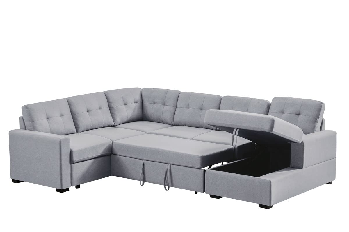 Oversized Convertible Tufted Sleeper Sectional Sofa with Pull Out Sleeper Couch Bed