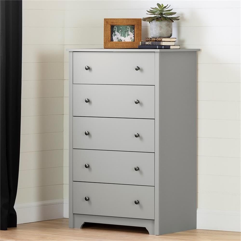 Vito 5-Drawer Chest, Soft Gray