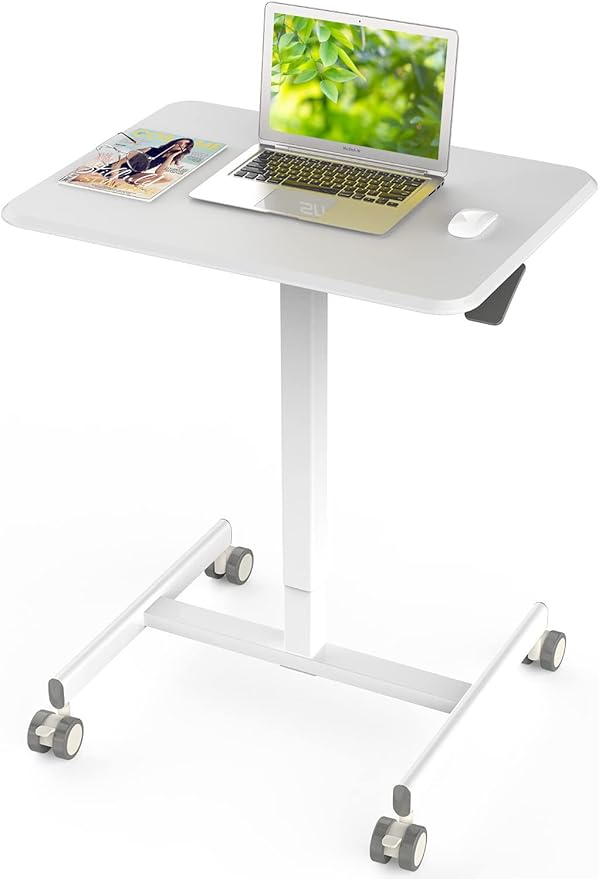 Mobile Laptop Desk, Small Mobile Standing Desk Adjustable Height Mobile Desk Rolling