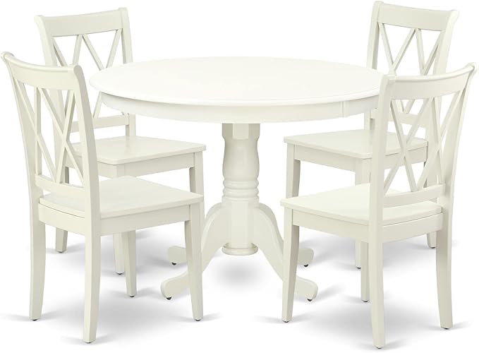 HLCL5-BMK-W 5 Piece Dining Set Includes a Round Dining Room Table with Pedestal