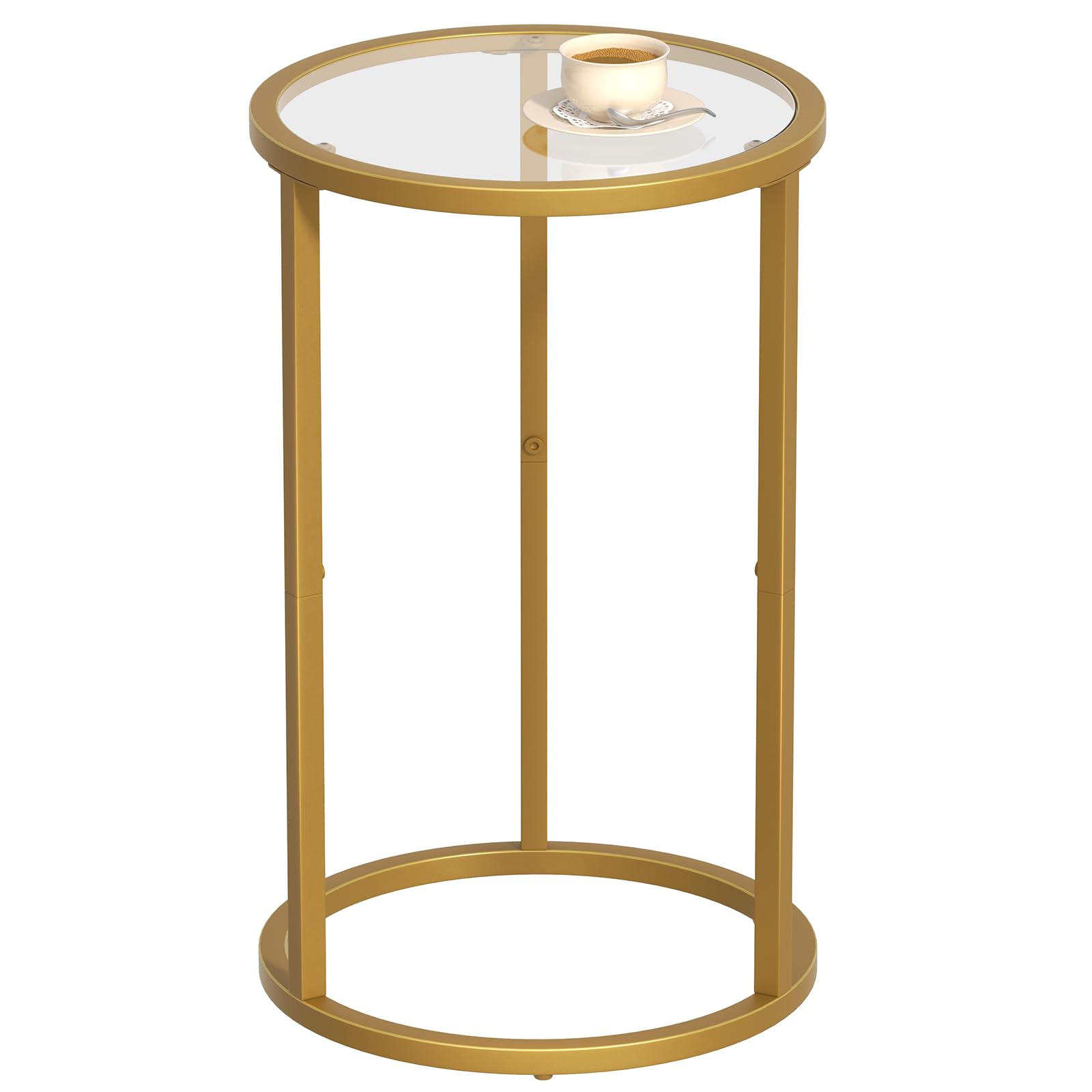 Round Side Table Small Gold End Table for Small Spaces 11.8" x 19.7"