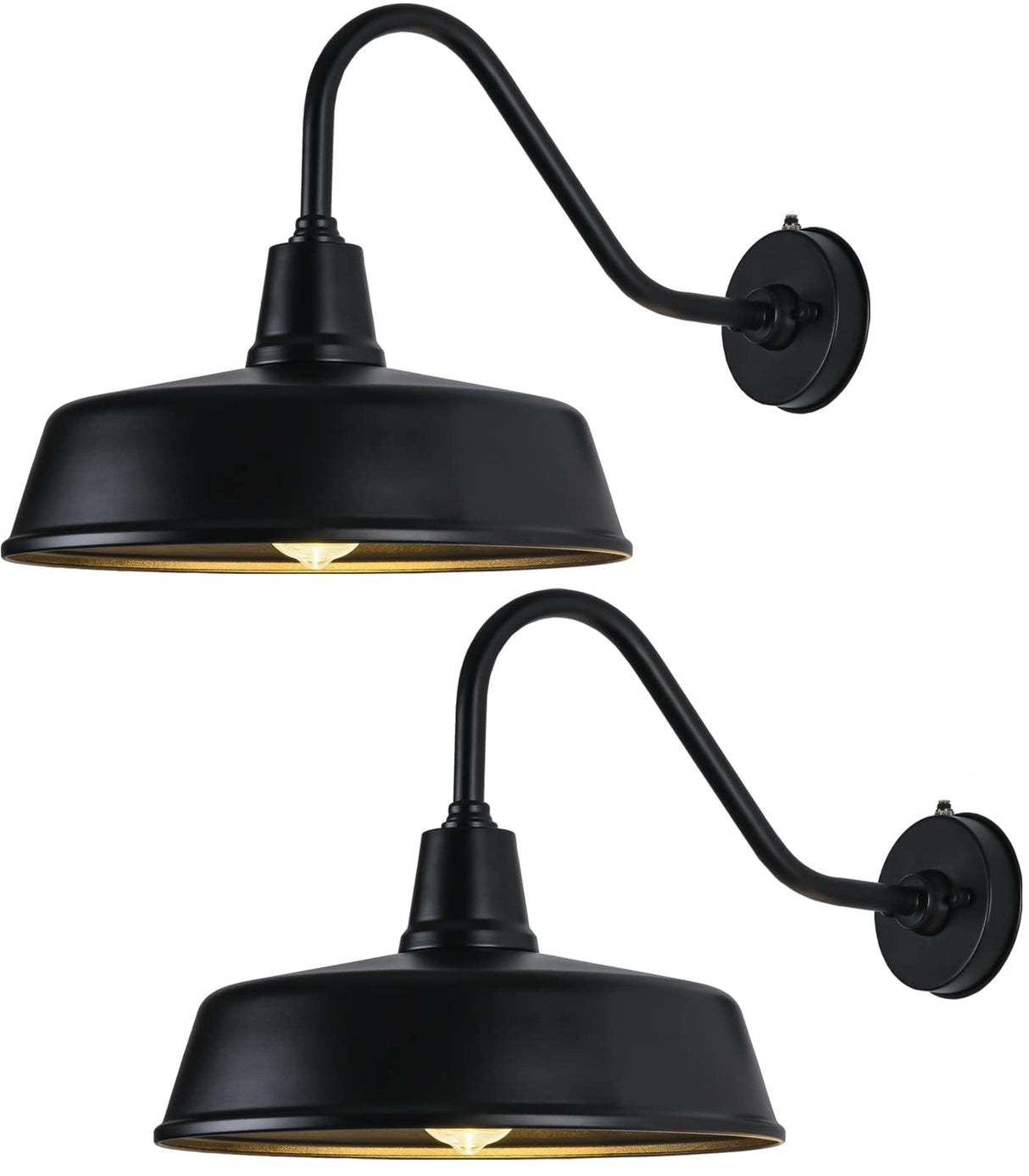 15" Large Outdoor Barn Light, Dusk to Dawn Gooseneck Light in Galvanized Steel/Outdoor