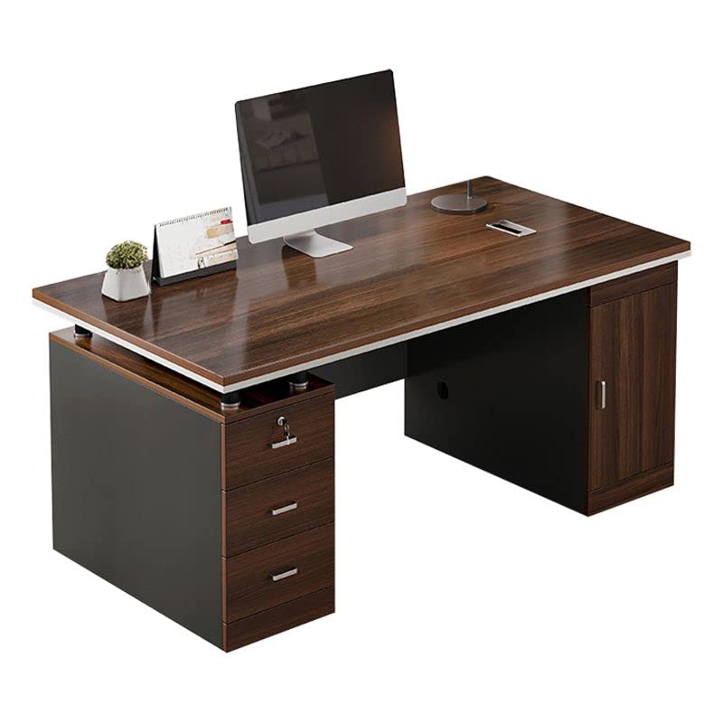 Computer Writing Desk, Rectangular Gaming Desk with with Drawers Modern Sturdy