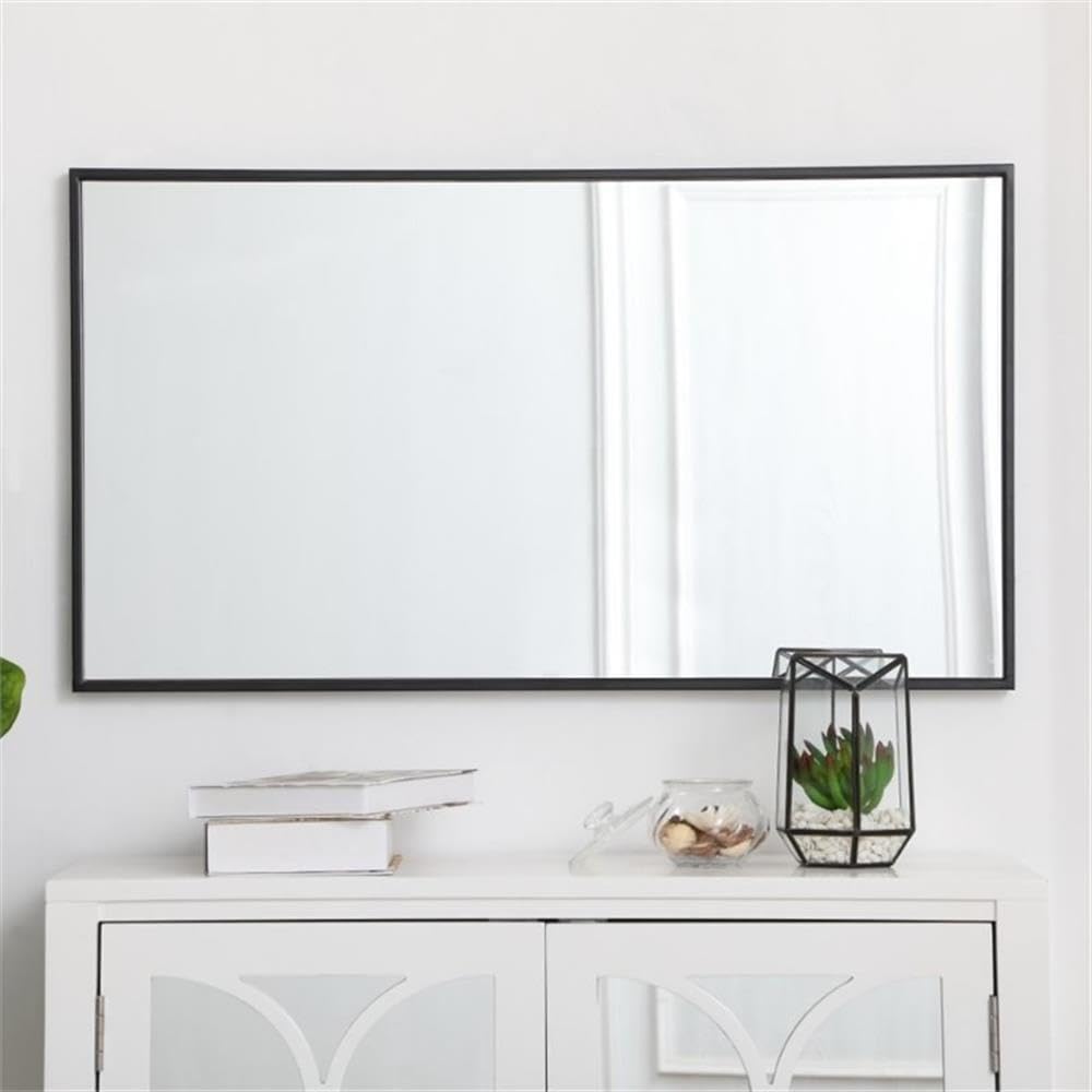 Modern 36" x 20" Contemporary Metal Frame Mirror in Black