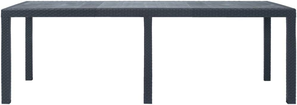 Anthracite Outdoor Dining Table - 86.6" Poly Rattan Look Patio Table