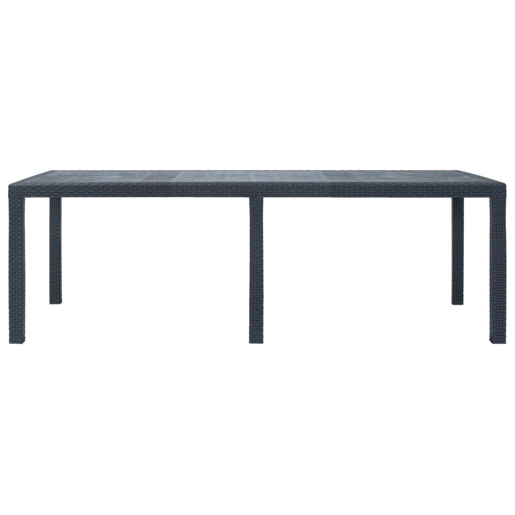 Anthracite Outdoor Dining Table - 86.6" Poly Rattan Look Patio Table