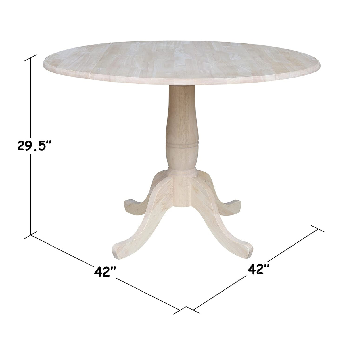 42" Round Dual Drop Leaf Pedestal Table-29.5" H,