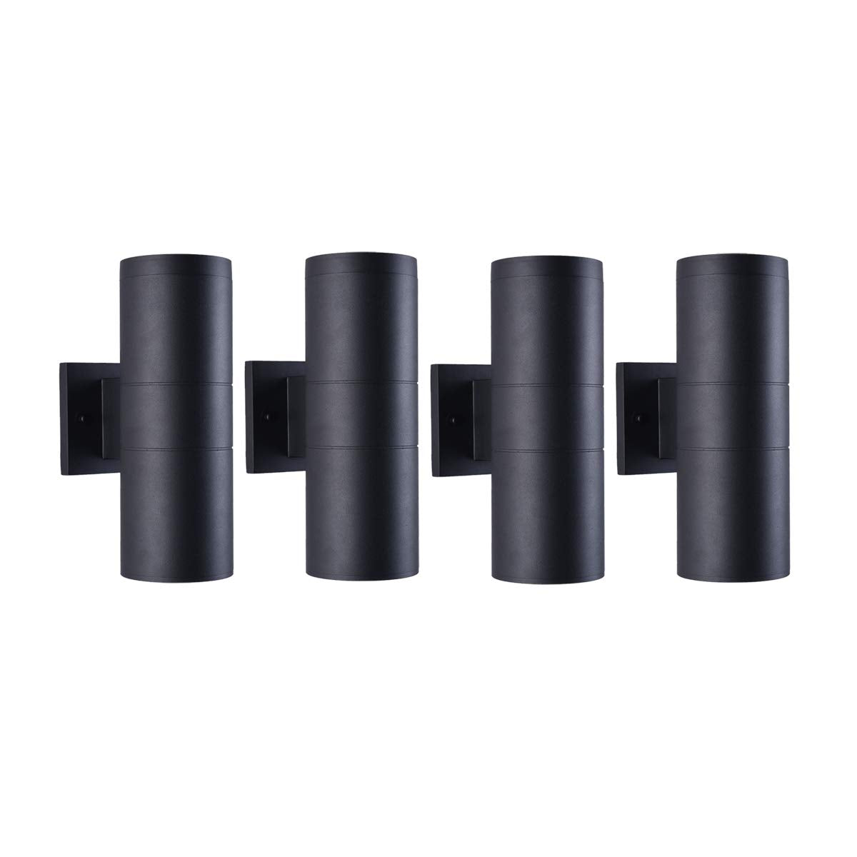 Modern Outdoor Porch Light Patio Light in 2 Lights with Matte Black Aluminum Cylinder