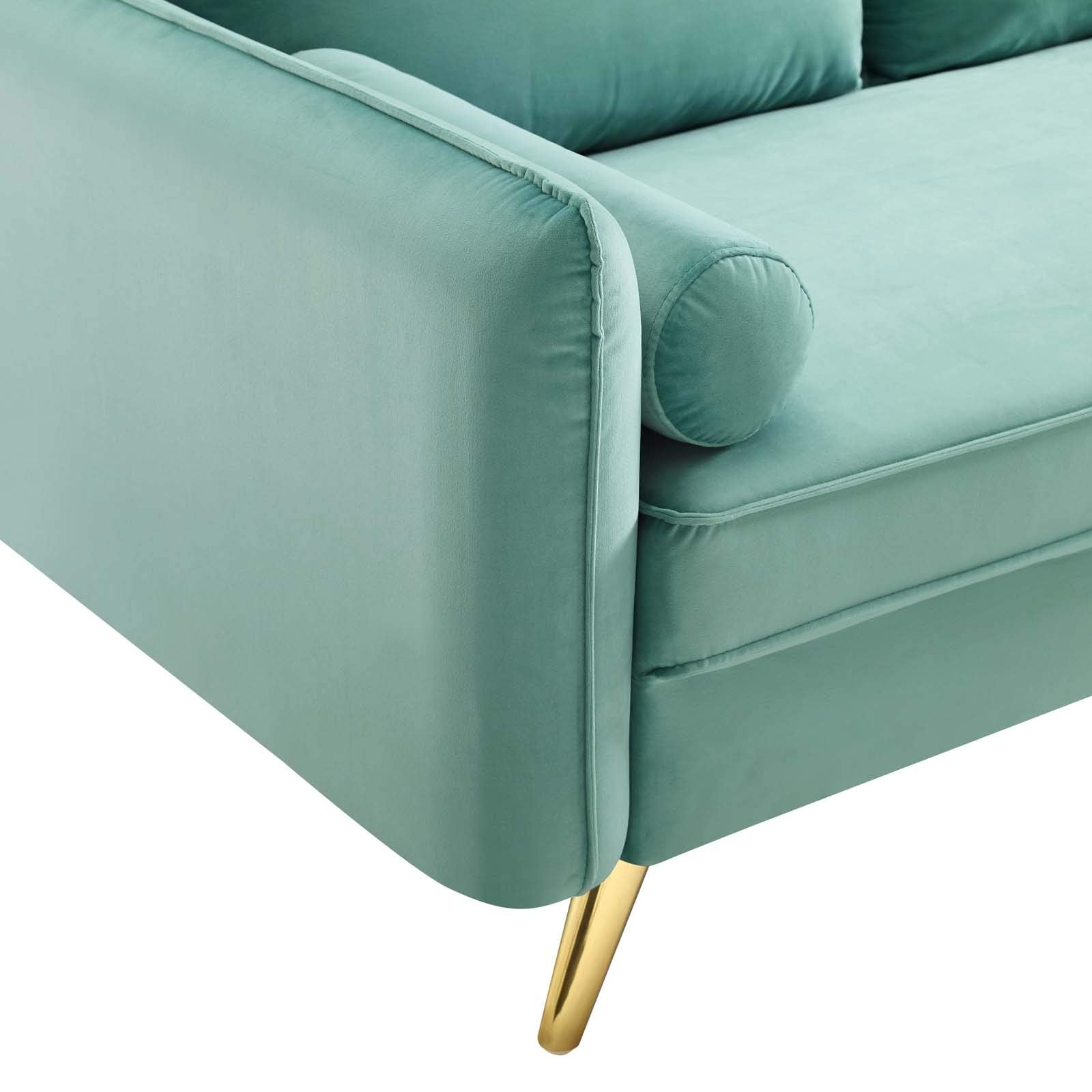 Revive Performance Velvet Sofa, Mint