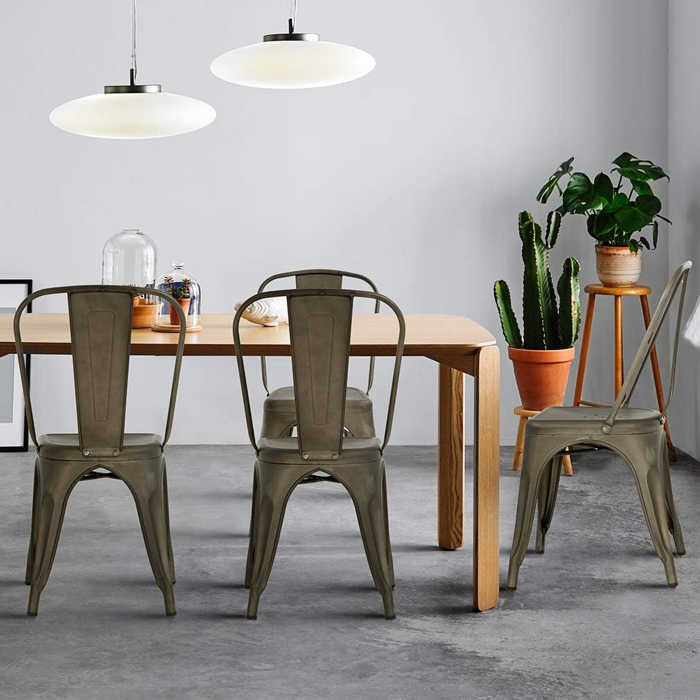 Metal Chair Dining Chair Set of 4 Patio Chair Home Kitchen Chair 18 Inch Seat Height