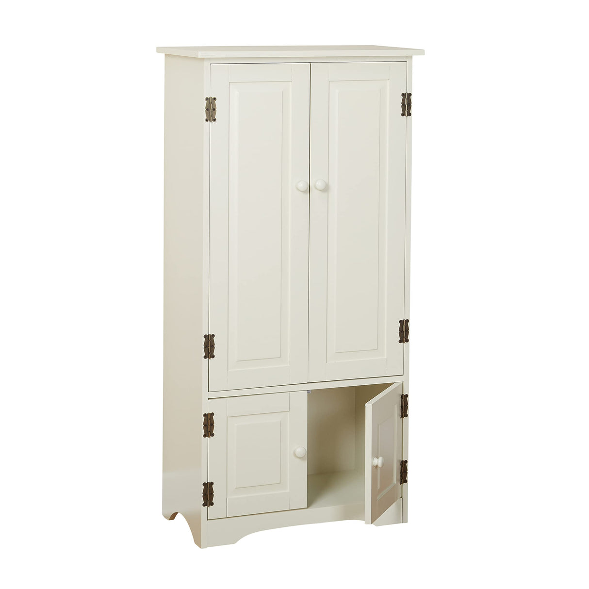 Systems Tall Storage Cabinet with 2 Adjustable Top Shelves and 1 Bottom Shelf, Declutter