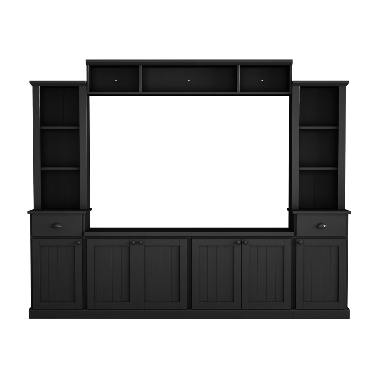 Modern TV Stand Set with Adjustable Bridge - 75" Entertainment Center