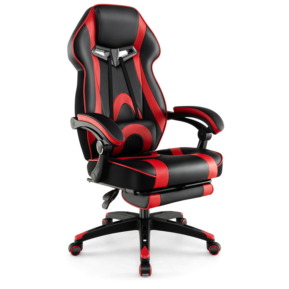 Gaming Chair, Ergonomic Adjustable Racing Video Game Chair w/Retractable Footrest