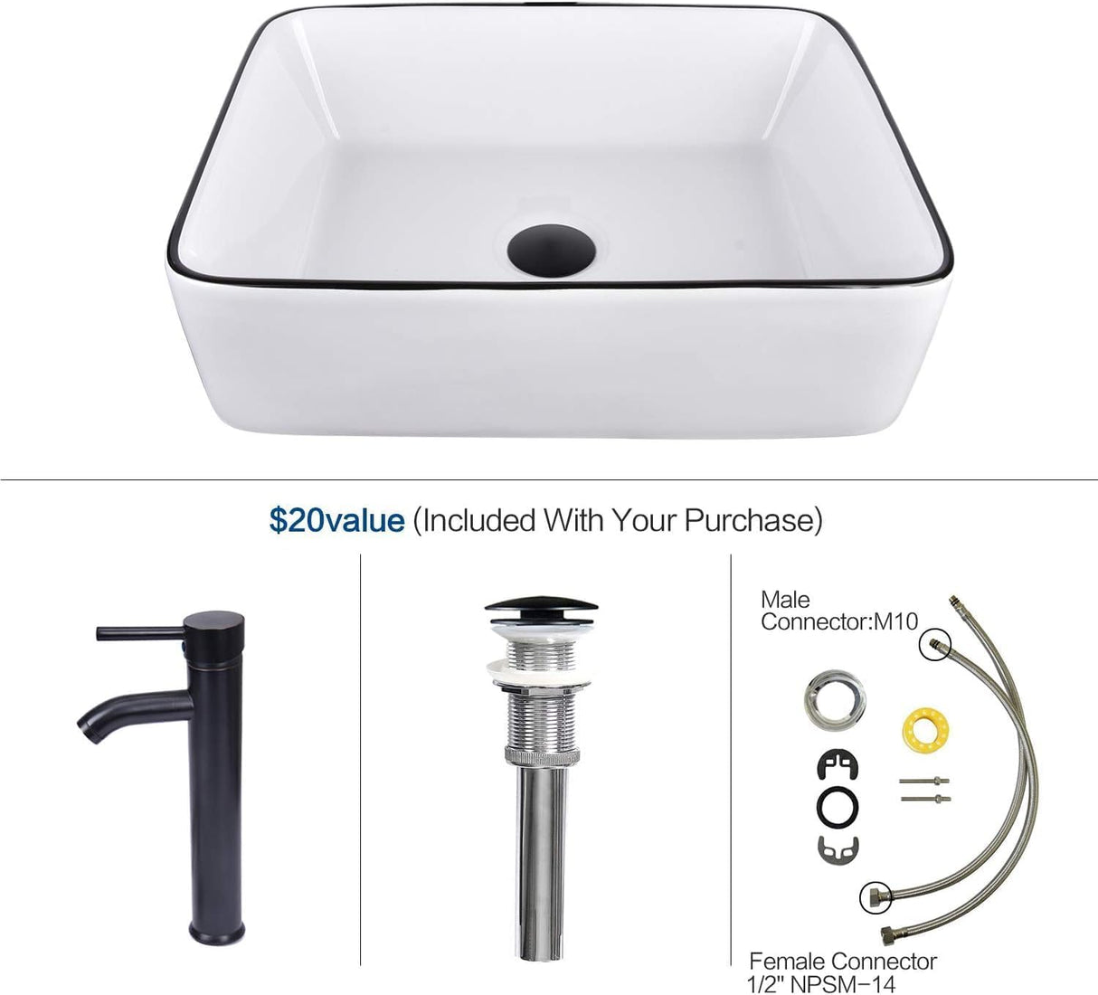 YOURLITE Bathroom Vanity, 36" Bathroom Vanity with Sink Combo Set, Dark Brown Modern Wood Bathroom Cabinet with White Ceramic Bathroom Sink