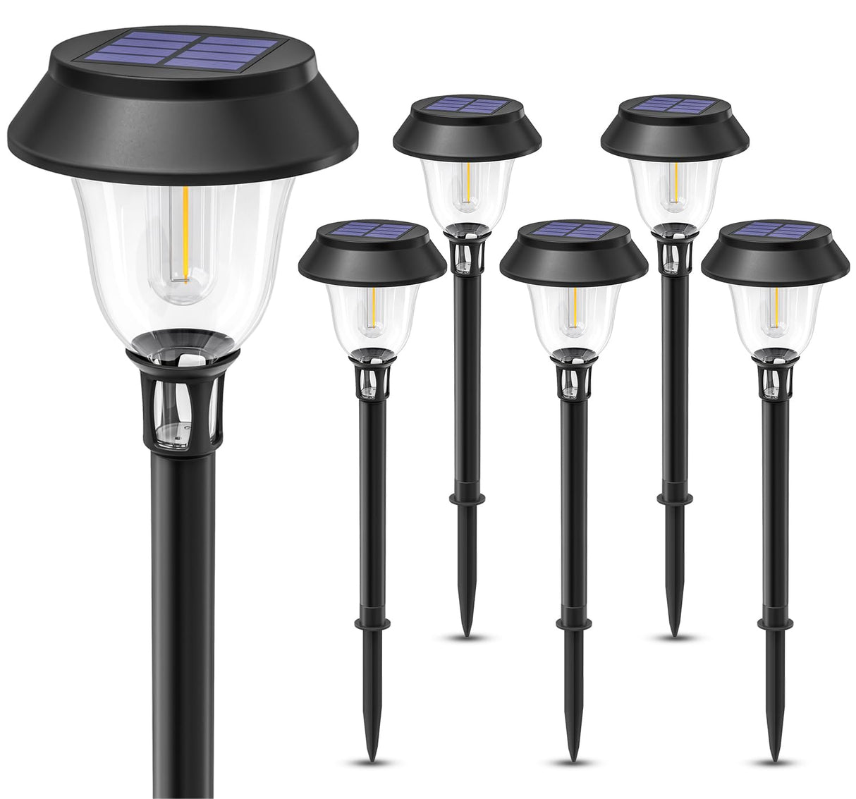 Solar Pathway Lights, 6 Pack LED Solar Lights Outdoor Waterproof