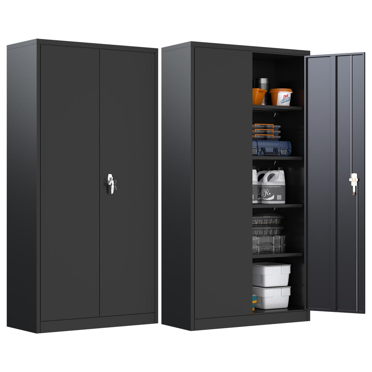 Metal Storage Cabinet, Garage Storage Cabinet with Locking and 4 Adjustable Shelves