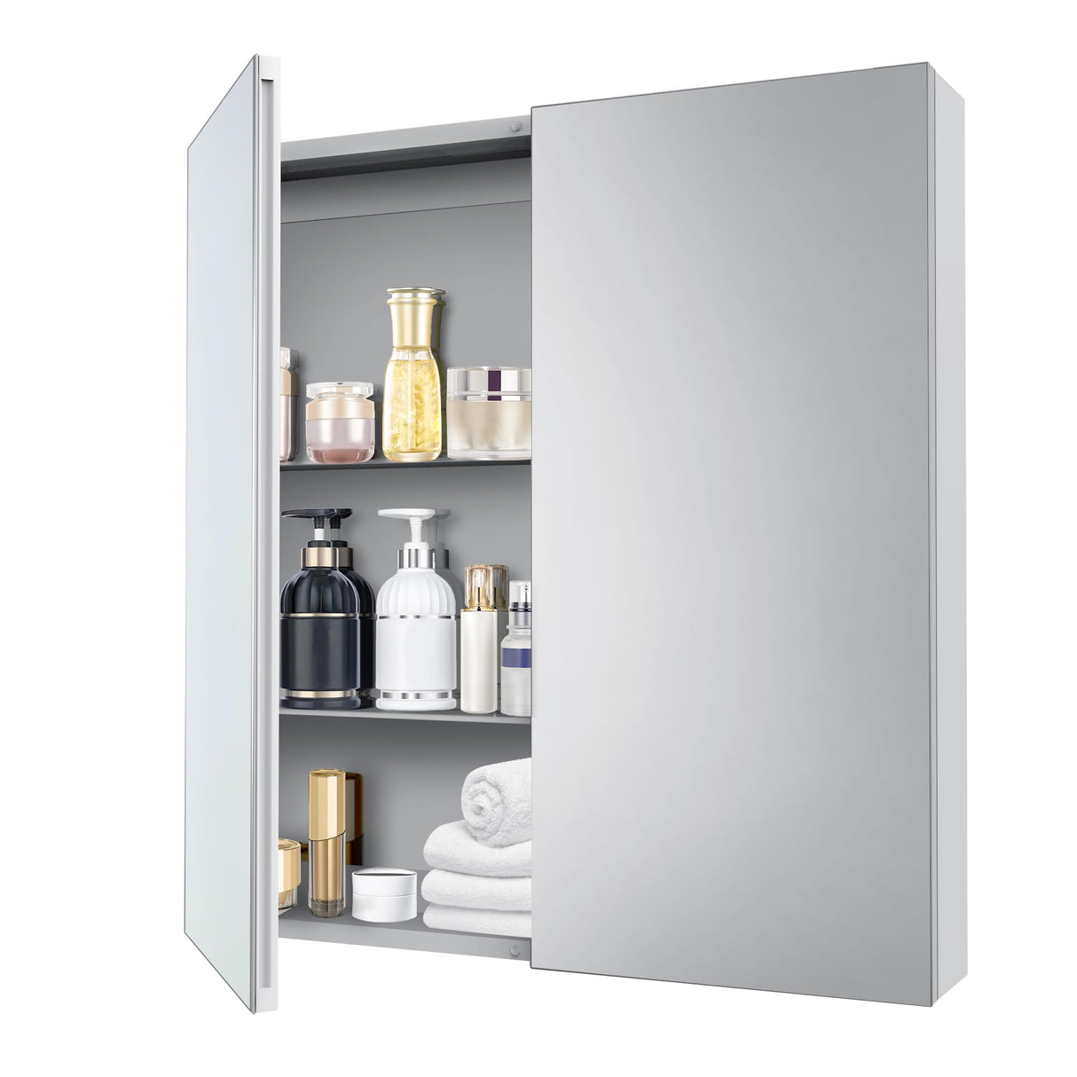 29 x 31.5 in Double Door Medicine Cabinet with Mirror, Adjustable Shelves & Durable