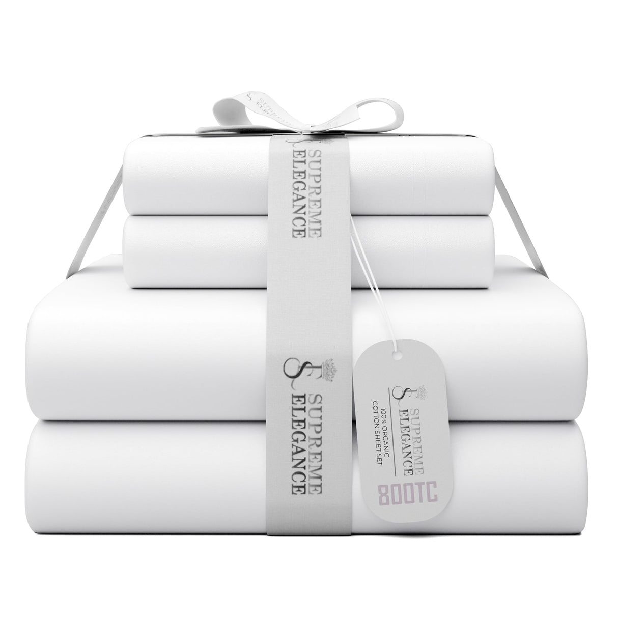 800 Thread Count Queen Arctic White Sheets Set, Ultra Soft & Silky Cotton Rich Easy Care