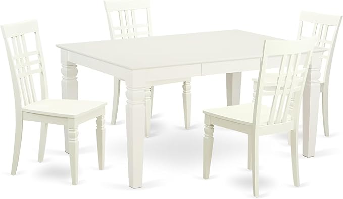 WELG5-BCH-W 5 Piece Dining Set Includes a Rectangle Dining Table with Butterfly Leaf