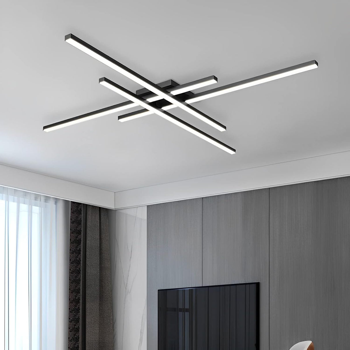Modern LED Ceiling Light Fixture - 4 Lights Black