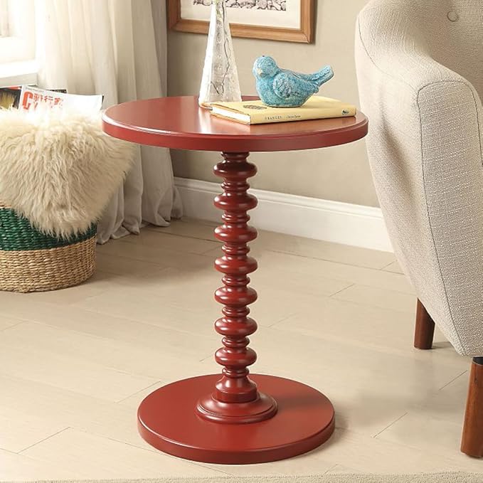 Round Pedestal Table Wood Side Table, Accent Martini Table Drink Table Coffee