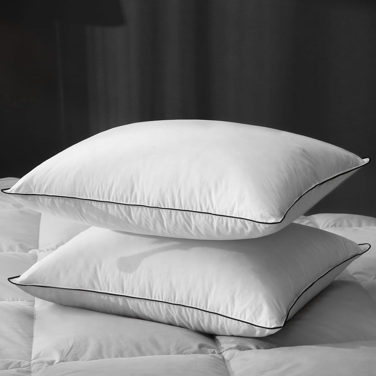 Hotel Feather Pillows Standard Size Set of 2, Feathers Down Pillows Composite with Mef