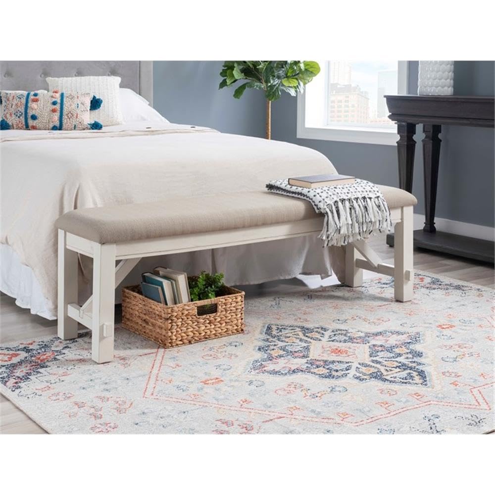 20" Transitional Fabric/Wood Bench