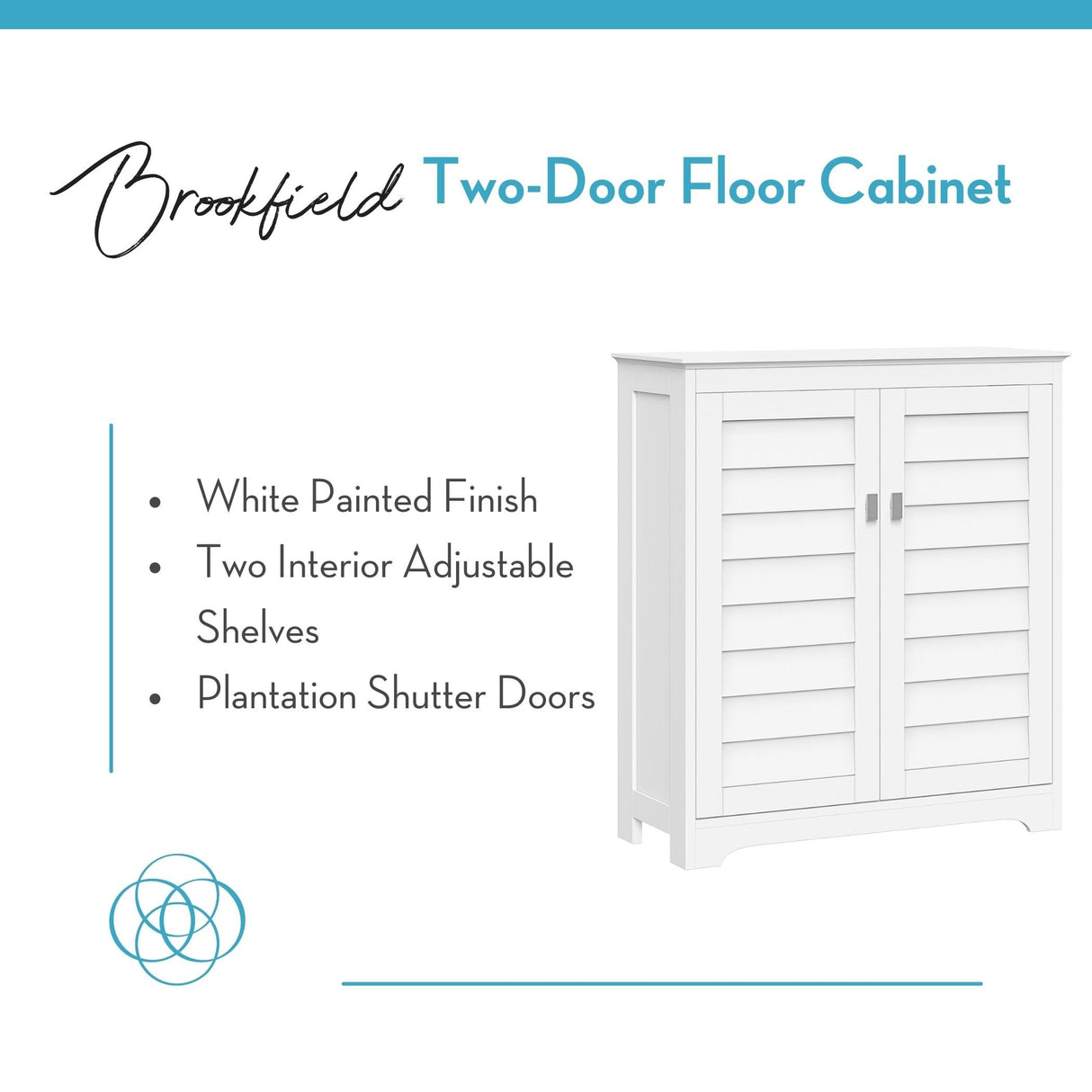 Brookfield Bathroom Storage Cabinet with 2 Shutter Style Doors with Adjustable Shelves