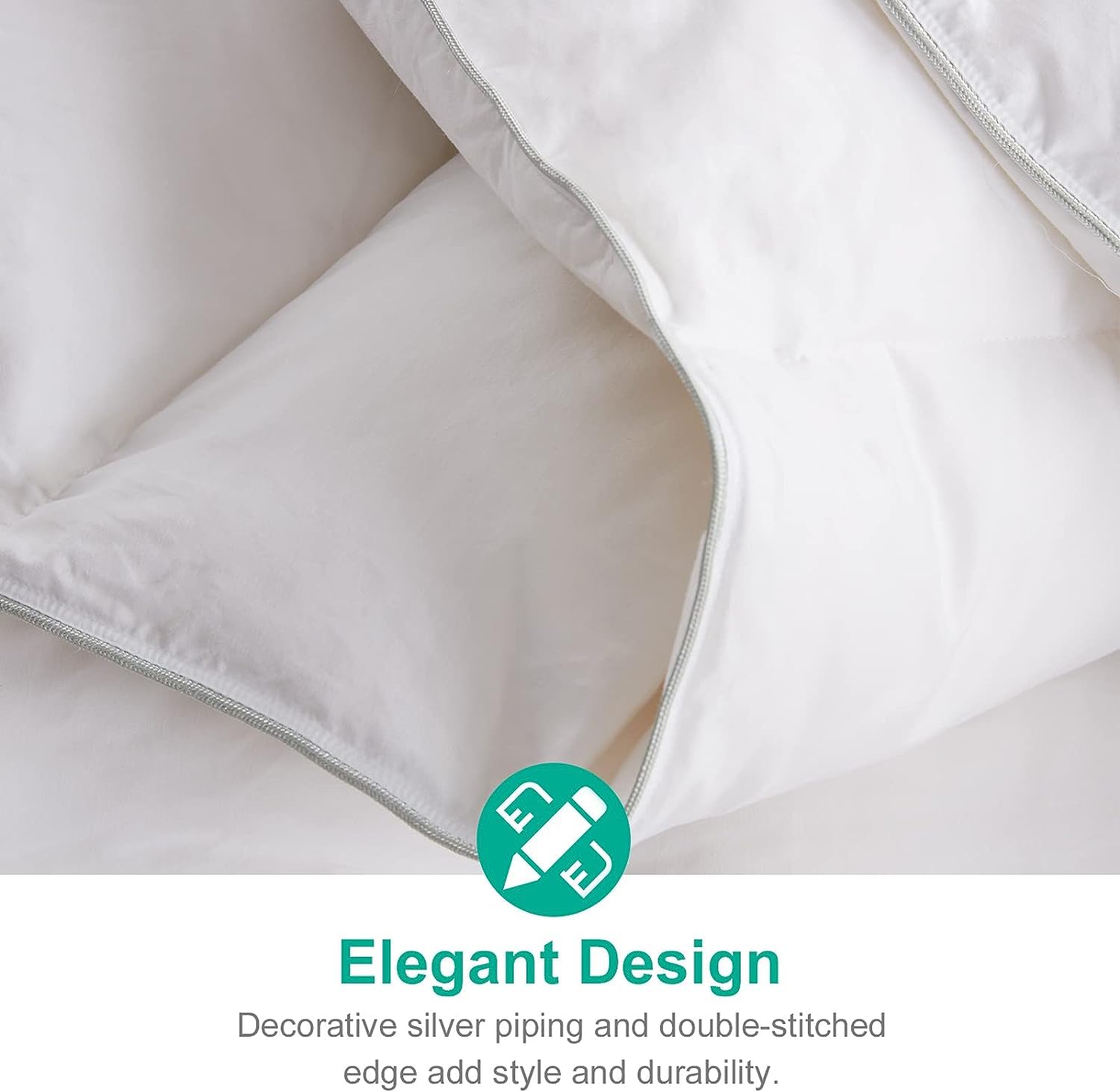 APSMILE All Season Goose Feather Down Comforter Queen Size - Ultra-Soft 750 Fill-Power Hotel Collection Duvet Insert Fluffy Medium Warm Quilt Comforter with Corner Tabs(90x90, White)