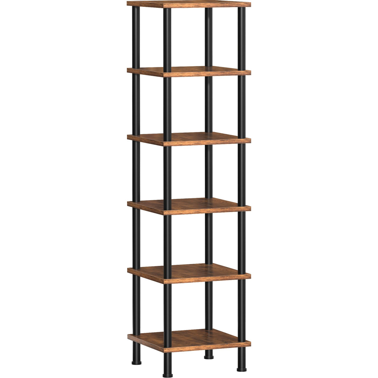 Homedawn Corner Shelf, Corner Bookcase, Industrial 6-Tier Square Shelf Stand Display Rack,Wall Corner Bookshelf,Tall Shelf Plant Stand for Small Spaces, Living Room, Home Office, Kitchen