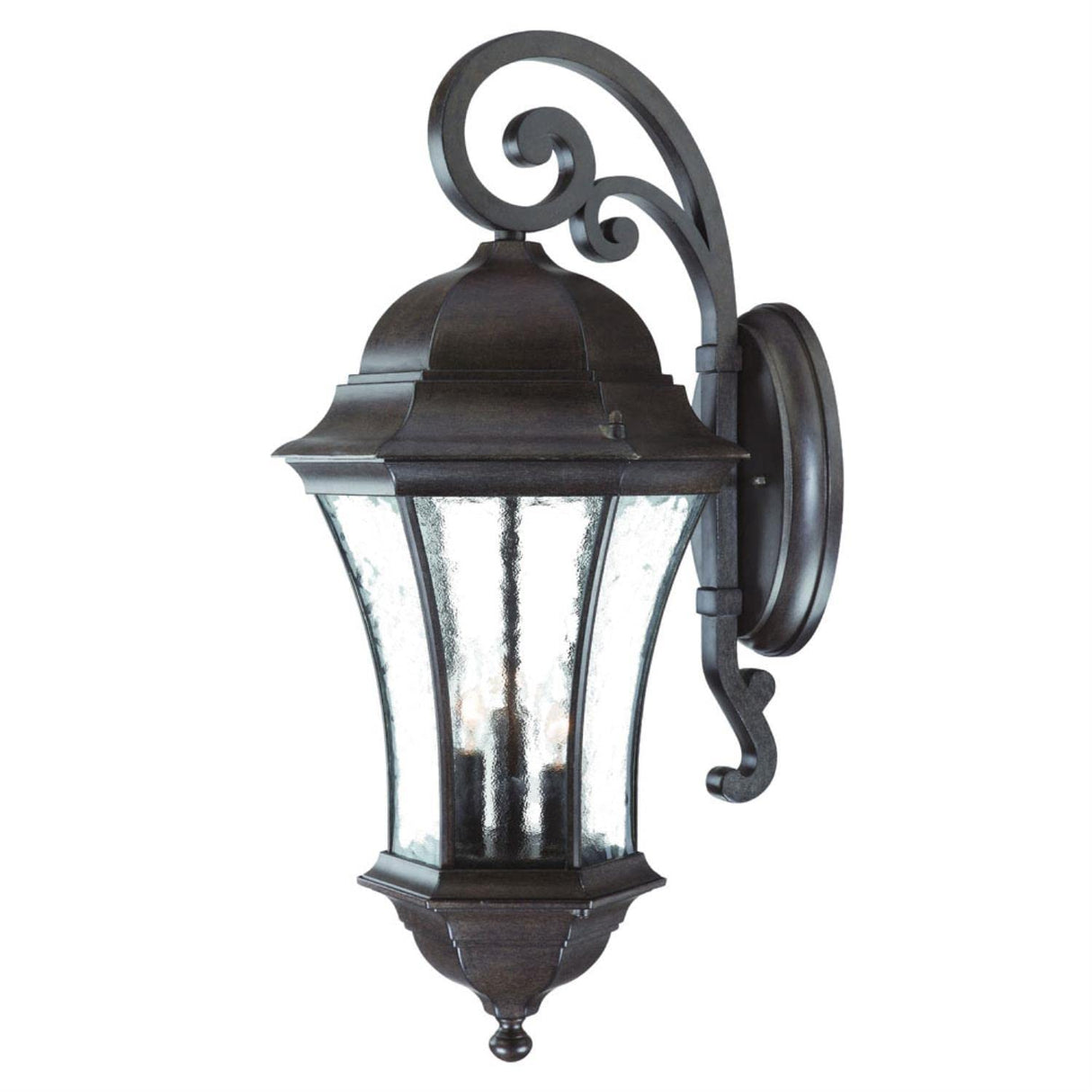 Waverly Collection 3-Light Wall Mount Outdoor Light Fixture, Black Coral
