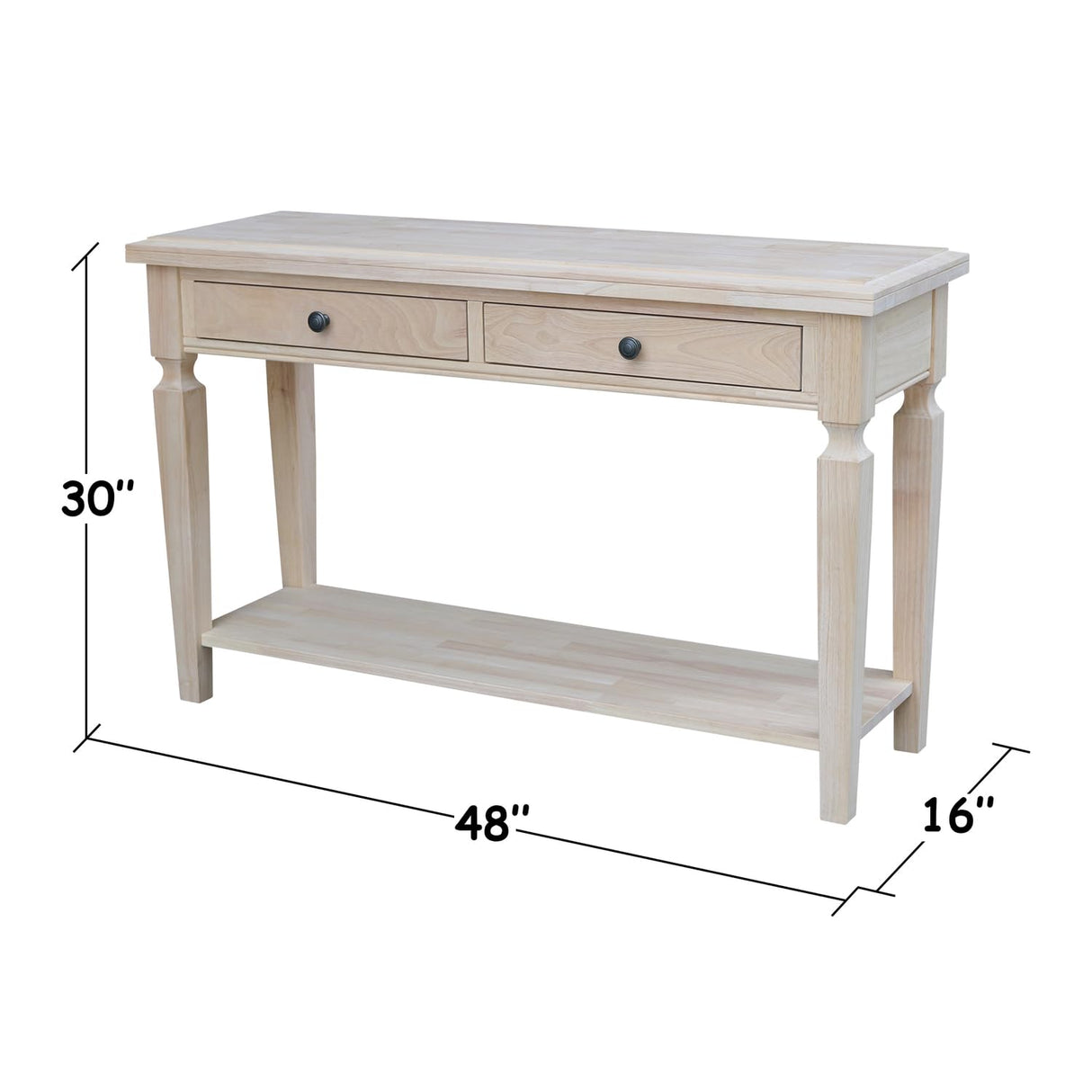 IC International Concepts Vista Console/Sofa, Unfinished Accent Table, 16D x 48W x 30H