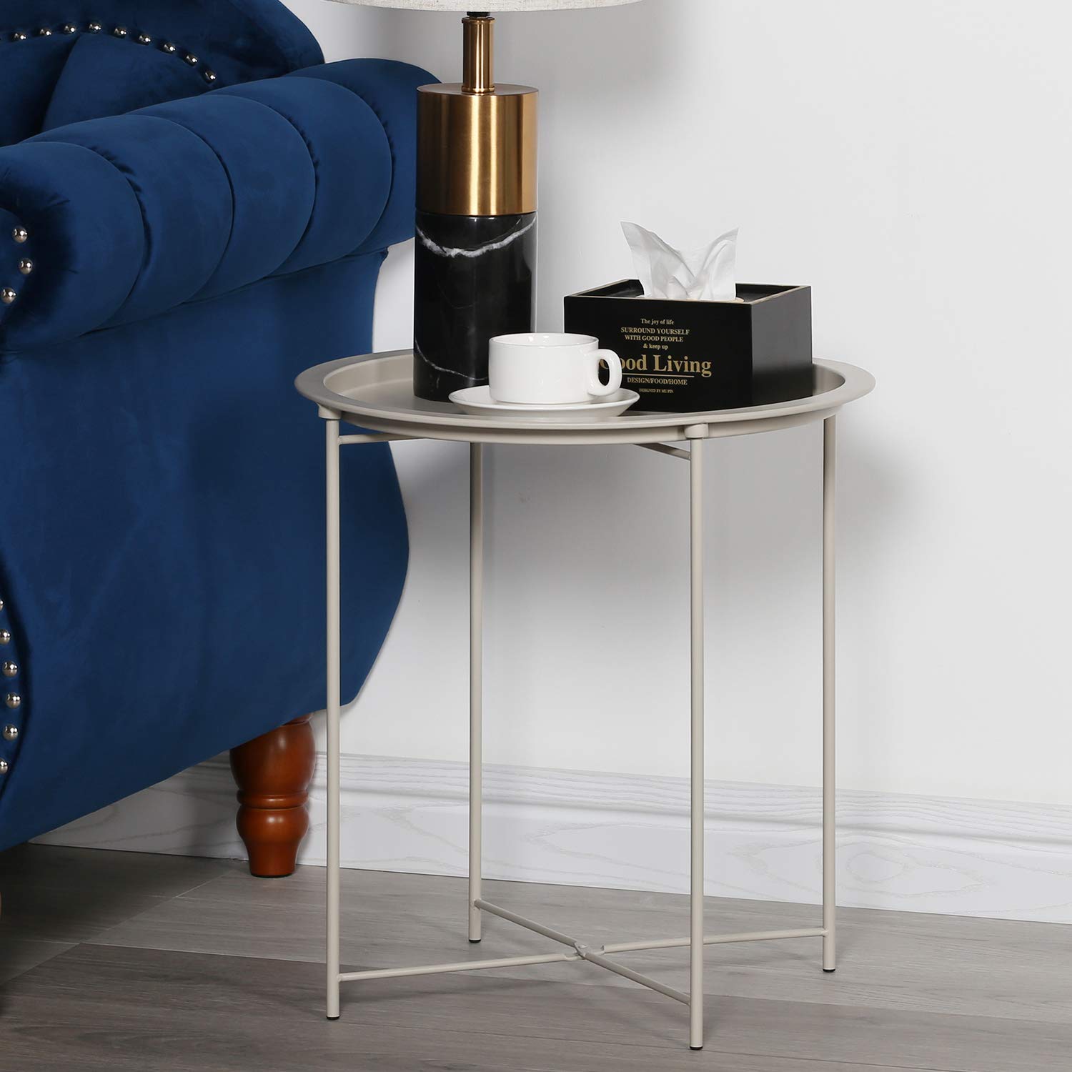 Side Table Round Foldable Tray Metal End Table,Coffee Table