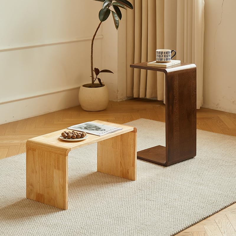 C Shaped End Table for Couch Solid Wood End Table Narrow Tables for Small Spaces
