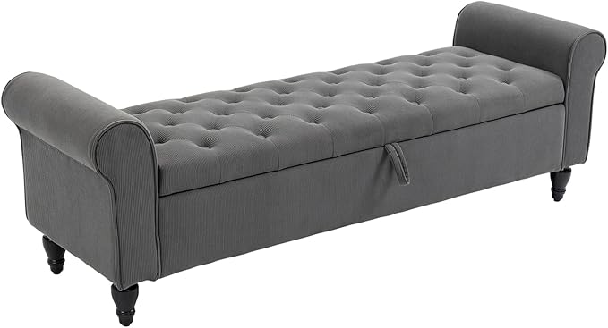 63’’ Storage Ottoman, Upholstered Tufted End of Bed Storage Bench