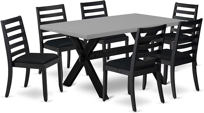 X697DR124-6 6 Piece Dining Set Contains a Rectangle Dining Room Table with X-Legs