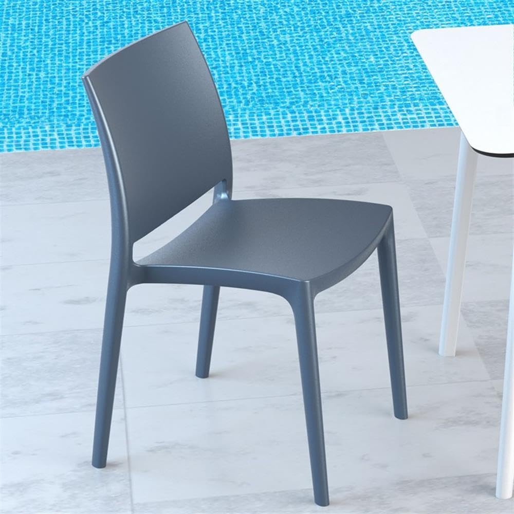 Maya Patio Dining Chair in Dark Gray (Set of 2)