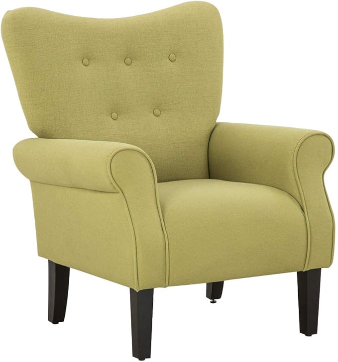 Modern Accent Chair,High Back Armchair,Upholstered Fabric Button Single Sofa