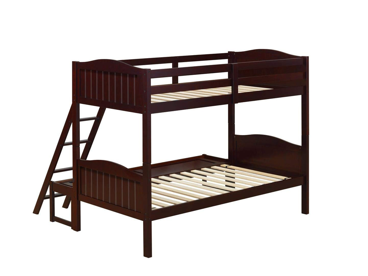 Littleton Solid Wood Twin Over Full Bunk Bed, Espresso
