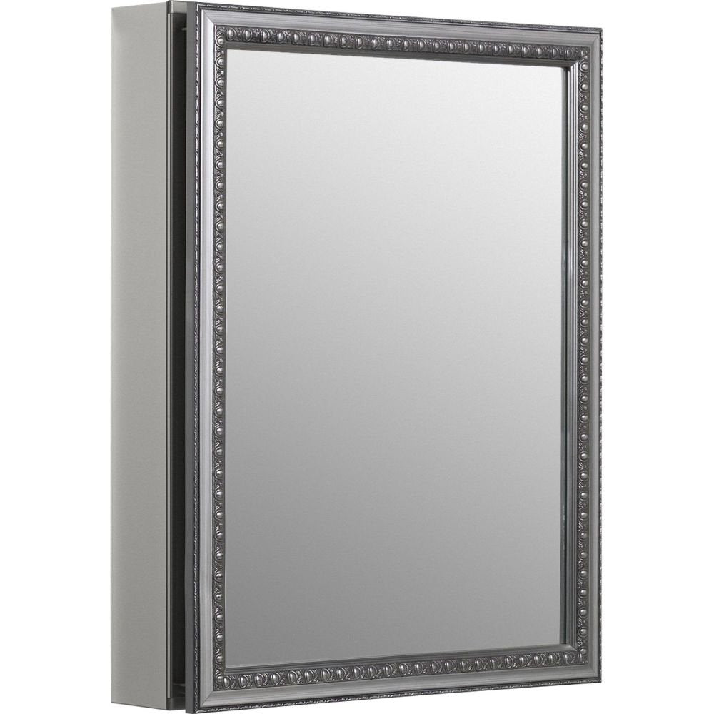 Aluminum Medicine Cabinet with Decorative Silver Framed Mirror Door, Adjustable Shelves