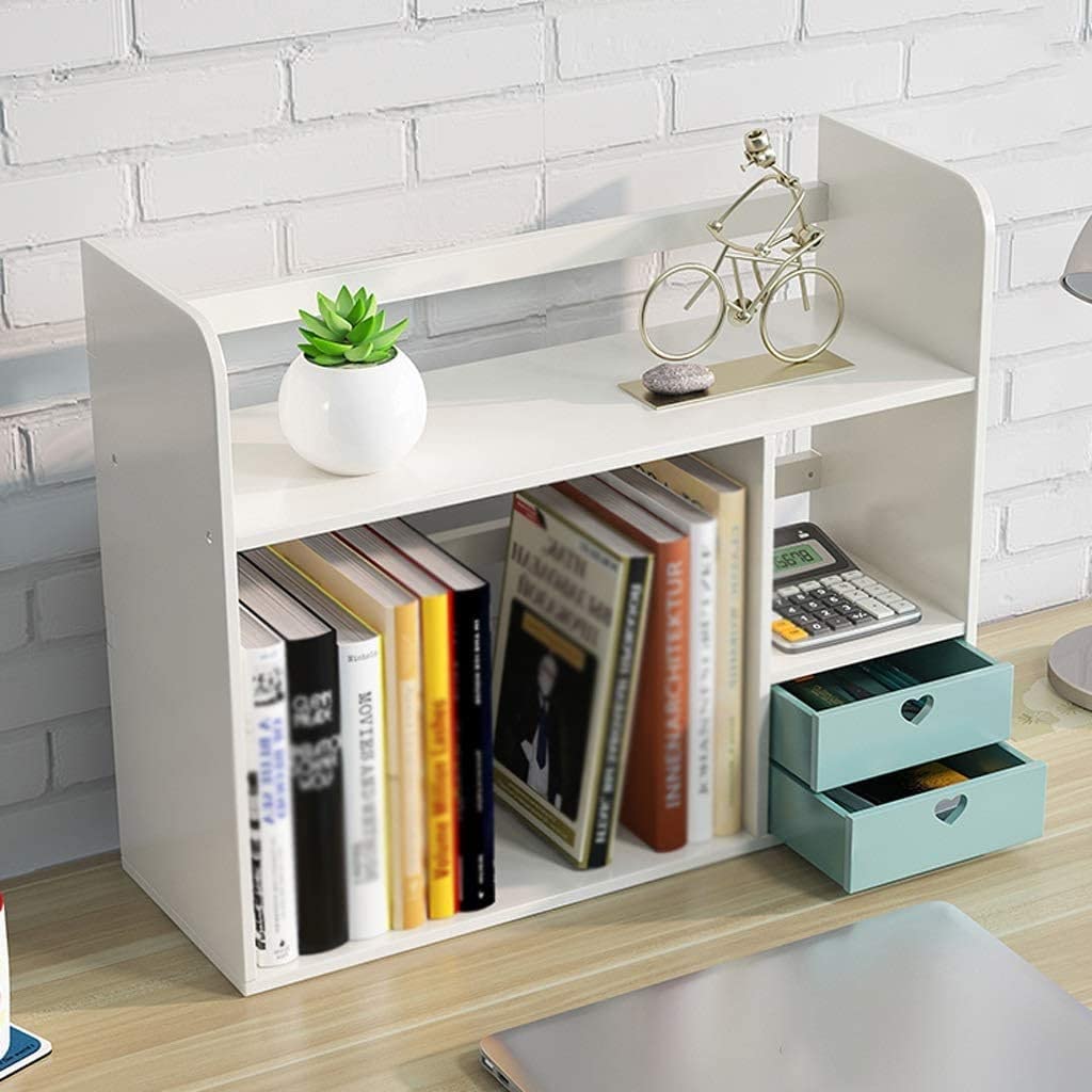 Simplicity Bookshelf 2-Drawer Bookshelf Bookcase Magazine Rack Partition Storage Rack