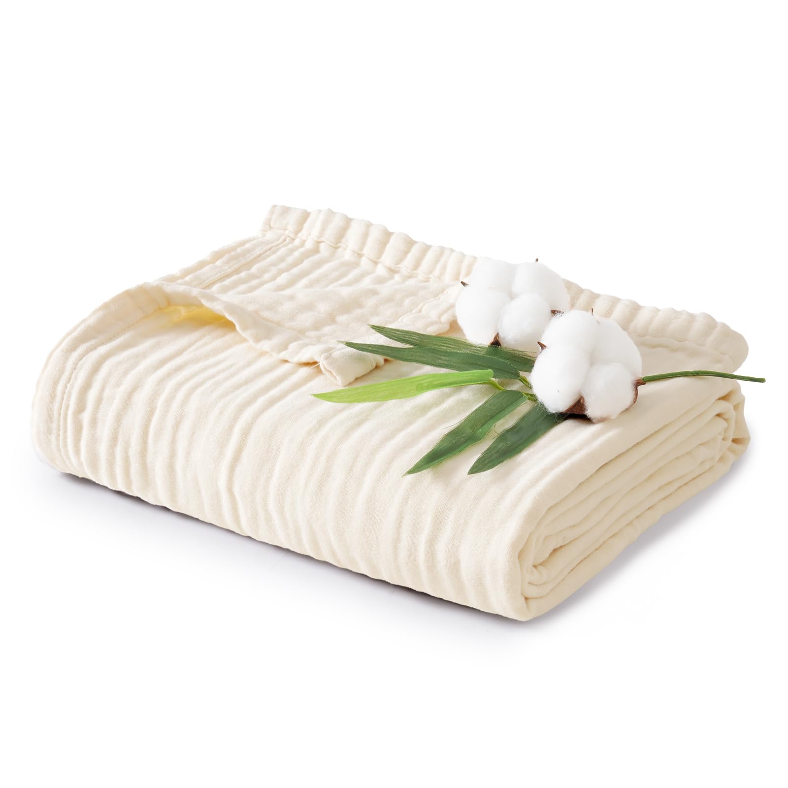 Cooling Muslin Throw Blanket for Hot Sleepers, 60% Rayon Derived from Bamboo