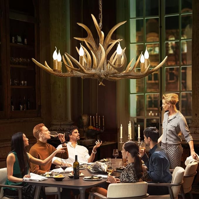 Farmhouse Antler Chandelier 12-Light, Lagre Rustic Antler Light Fixtures