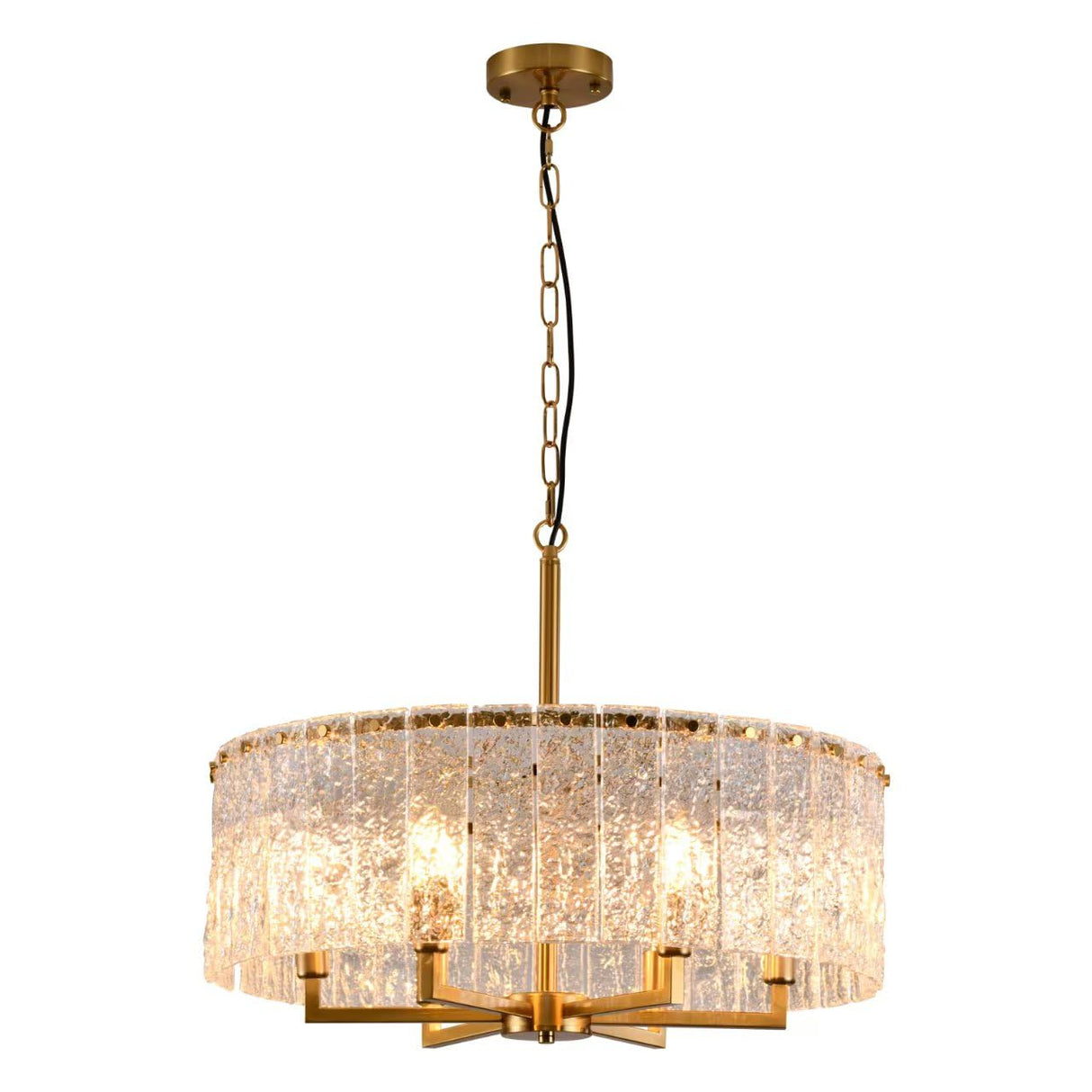 SHBEILOU Modern Chandelier,Luxury Large Chandeliers for Dining Room 23.62”Gold Crystal Chandeliers Handmade Water Ripple Glass Hanging Flush Mount Chandelier for Bedroom,Living Rooms,Entryways,Foyers