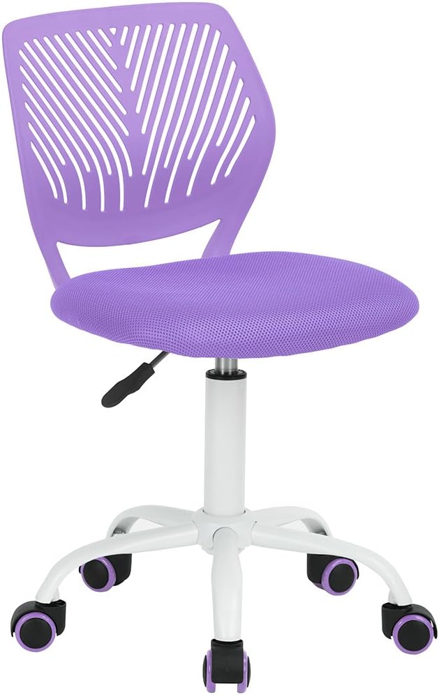 Task Chair 360 Swivel, Low Mid PP Mesh Back Fabric Seat, Height Adjustable, Rolling Castor, W15.7inces x D15.2inces x H29.5-34.2inches (Purple)