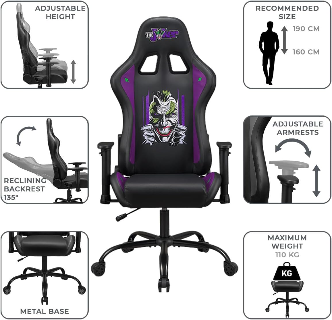 Joker Gaming Chair - Ergonomic Office Chair with Adjustable Armrests