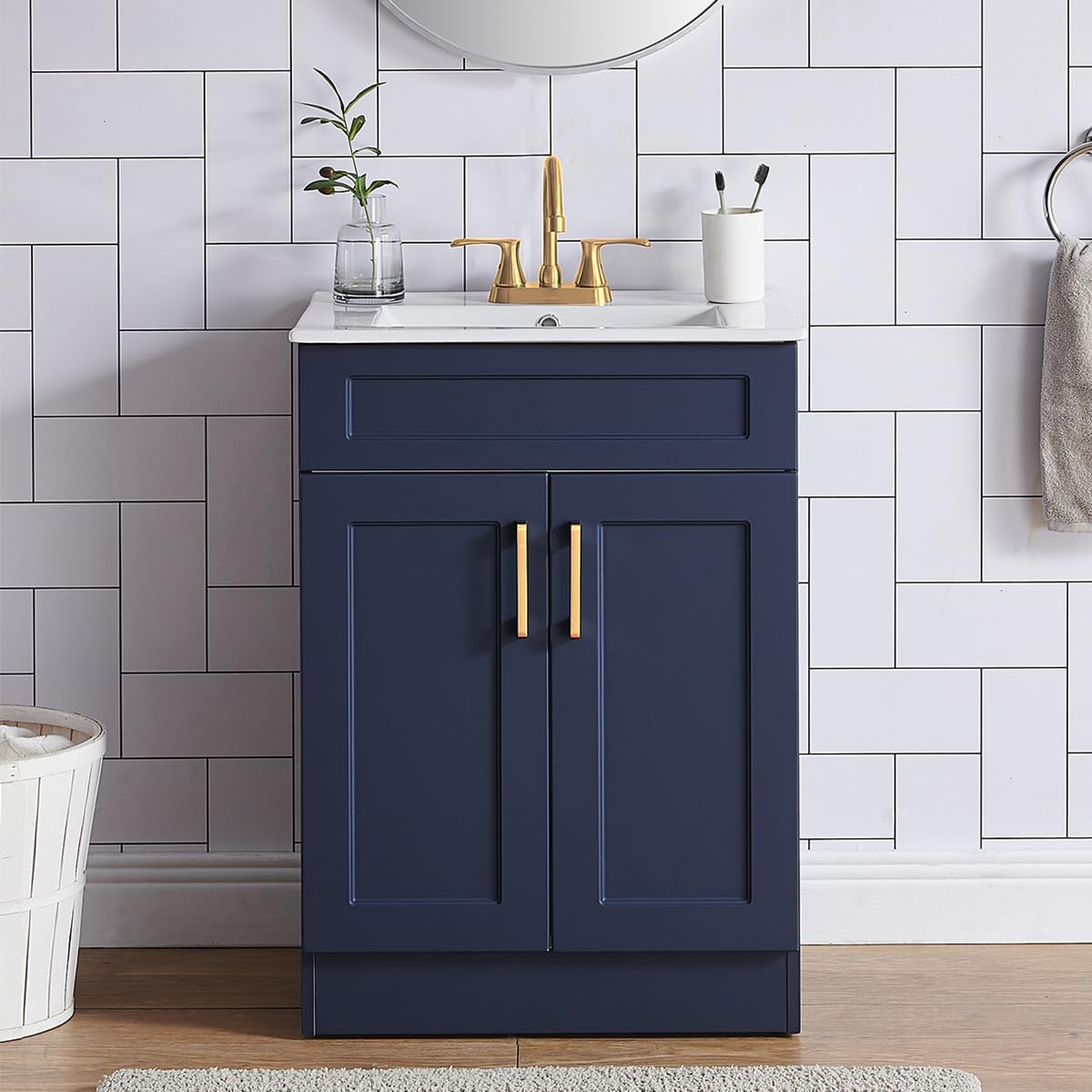 24 Inch Small Blue Bathroom Vanity with Sink