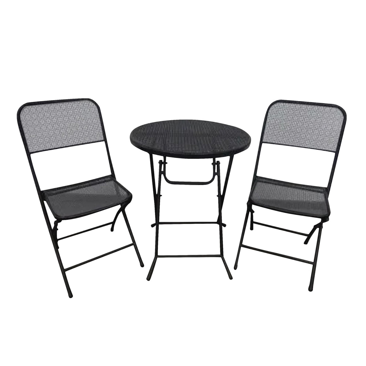 Padova 3 Piece Bistro Outdoor Backyard Dining Set with 2 Folding Chairs and Round