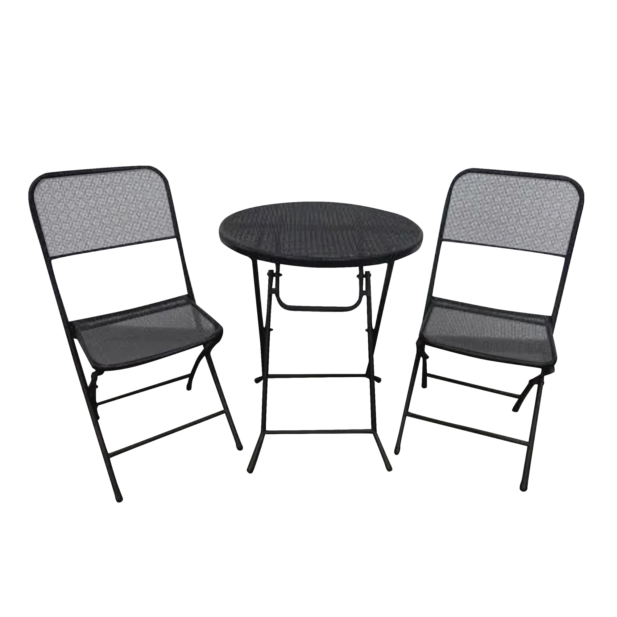 Padova 3 Piece Bistro Outdoor Backyard Dining Set with 2 Folding Chairs and Round